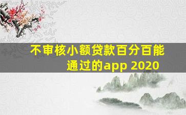 不审核小额贷款百分百能通过的app 2020